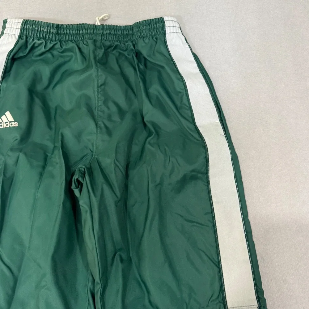 Adidas Track Pants Mens S Green Vintage Elastic Waist Tapered Leg Striped Trim